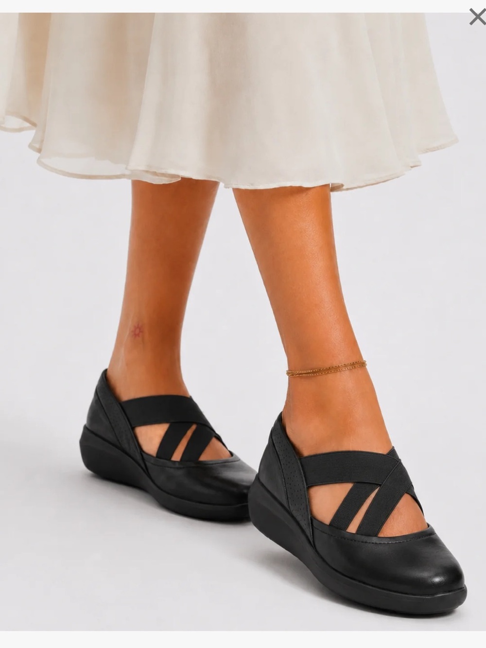 Clarks Kayleigh Cove Black Leather Crisscross Comfort Wedge Shoes 9.5